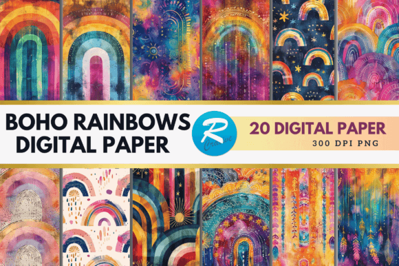 Boho Rainbows Digital Paper: A Textured Toolkit for Modern Makers
