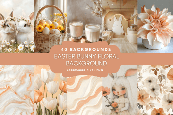 Charming Easter Bunny Floral Backgrounds for Creative Projects