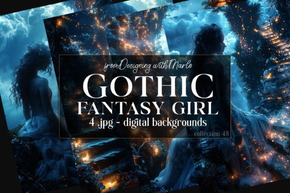Fantasy Gothic Girl Backgrounds, C48: Deeply Dramatic Design Assets