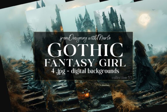 Fantasy Gothic Girl Backgrounds, C53: A Darkly Elegant Foundation for Your Projects