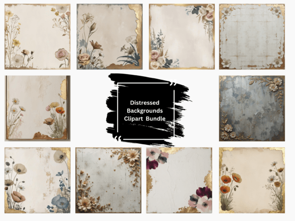 Floral Distressed Backgrounds: Vintage Charm for Modern Designs