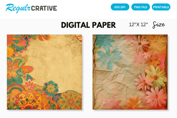 Revive the Vibe: Hippie Paper Digital Paper Backgrounds for Modern Design