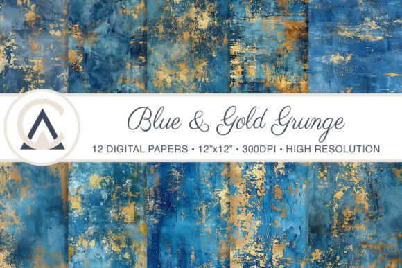 Seamless Blue & Gold Grunge Backgrounds