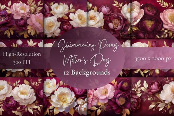 Shimmering Peony: Mother's Day Backgrounds for Designers