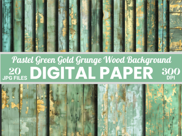 Timeless Elegance: The Pastel Green Gold Wooden Backgrounds Bundle