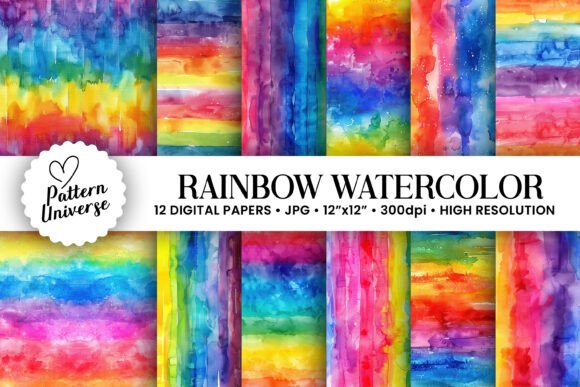 Unleash Vibrancy: Watercolor Rainbow Gradient Backgrounds