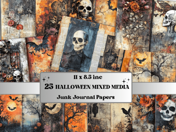 Unleash Your Inner Ghoul: Halloween Mixed Media Art Backgrounds